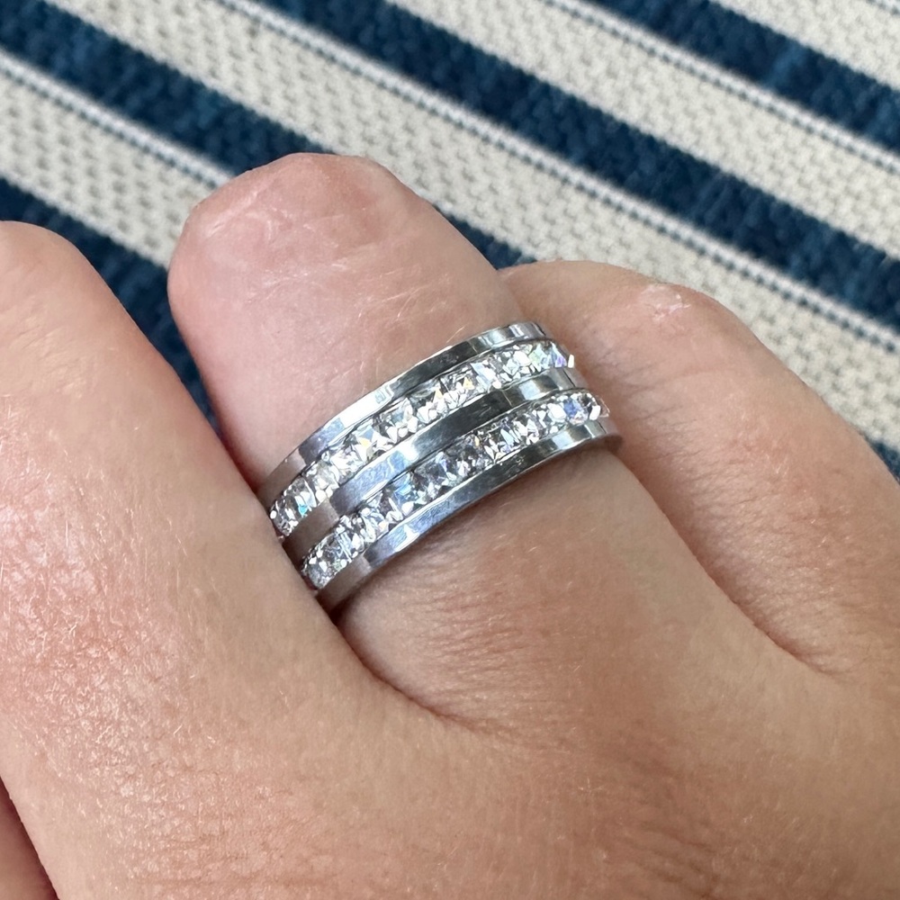 Silver 925 Double Ring with little diamonds